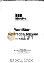 WORDSTAR REFERENCE MANUAL FOR RELEASE 3.3     PDF电子版封面     