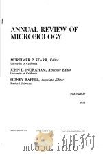 ANNUAL REVIEW OF MICROBIOLOGY VOLUME 29 1975     PDF电子版封面     