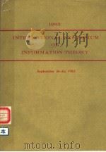 1983 INTERNATIONAL SYMPOSIUM ON INFORMATION THEORY     PDF电子版封面     