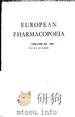 EUROPEAN PHARMACOPOEIA  VOLUME 3 1975     PDF电子版封面     