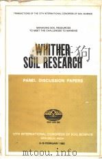 WHITHER SOIL RESEARCH     PDF电子版封面     