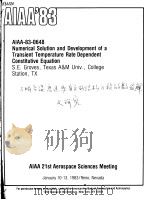 NUMERICAL SOLUTION AND DEVELOPMENT OF A TRANSIENT TEMPERATURE RATE DEPENDENT CONSTITUTIVE EQUATION   1983  PDF电子版封面    S.E.GROVES 