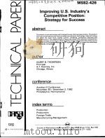IMPROVING U.S.INDUSTRY'S COMPETITIVE POSITION：STRATEGY FOR SUCCESS     PDF电子版封面     