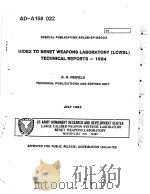 INDEX TO BENET WEAPONS LABORATORY (LCWSL) TECHNICAL REPORTS-1984   1985  PDF电子版封面    R.D.NEIFELD 