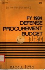FY 1984 DEFENSE PROCUREMENT BUDGET     PDF电子版封面     