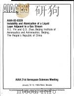 INSTABILITY AND ATOMIZATION OF A LIQUID LAYER ADJACENT TO A GAS STREAM     PDF电子版封面     