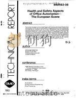 HEALTH AND SAFETY ASPECTS OF OFFICE AUTOMATION:THE EUROPEAN SCENE（ PDF版）