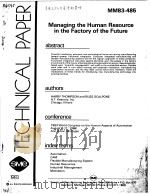 MANAGING THE HUMAN RESOURCE IN THE FACTORY OF THE FUTURE     PDF电子版封面     