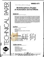 MULTIDISCIPLINARY STUDIES OF AUTOMATION AND ITS EFFECTS     PDF电子版封面     