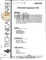 TECHNICAL PAPER FC83-276 ULTRAVIOLET EQUIPMENT'83     PDF电子版封面     