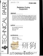TECHNICAL PAPER FC83-269 RADIATION CURING EQUIPMENT     PDF电子版封面     