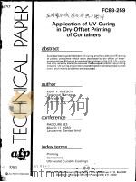 TECHNICAL PAPER FC83-259 APPLICATION OF UV-CURING IN DRY-OFFFSET PRINTING OF CONTAINERS     PDF电子版封面     