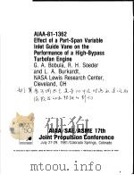 AIAA-81-1362 EFFECT OF A PART-SPAN VARIABLE INLET GUIDE VANE ON THE PERFORMANCE OF A HIGH-BBYPASS TU（ PDF版）