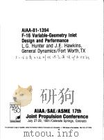 AIAA-81-1394 F-16 VARIABLE-GEOMETRY INLET DESIGN AND PERFORMANCE     PDF电子版封面     
