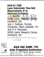 AIAA-81-1568 LASER-VELOCIMETER ELOW-FIELD MEASUREMENTS OF AN ADVANCED TURBOPROP     PDF电子版封面     