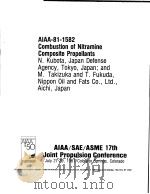 AIAA-81-1582 COMBUSTION OF NITRAMINE COMPOSITE PROPELLANTS     PDF电子版封面     