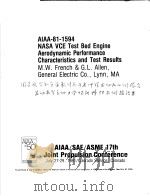 AIAA-81-1594 NASA VCE TEST BED ENGINE AERODYNAMIC PERFORMANCE CHARACTERISTICS AND TEST RESULTS     PDF电子版封面     