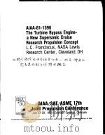 AIAA-81-1596 THE TURBINE BYPASS ENGINE-A NEW SUPERSONIC CRUISE RESEARCH PROPULSION CONCEPT     PDF电子版封面     