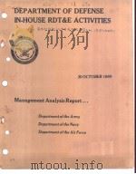 DEPARTMENT OF DEFENSE IN-HOUSE RDT&E ACTIVITIES MANAGEMENT ANALYSIS REPORT     PDF电子版封面     