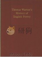 THOMAS WARTON'S HISTORY OF ENGLISH POETRY  VOLUME 1（1998 PDF版）