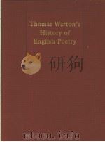 THOMAS WARTON'S HISTORY OF ENGLISH POETRY  VOLUME 2   1998  PDF电子版封面  0415148715  DAVID FAIRER 