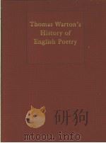THOMAS WARTON'S HISTORY OF ENGLISH POETRY  VOLUME 4   1998  PDF电子版封面  0415148715  DAVID FAIRER 