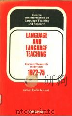 LANGUAGE AND LANGUAGE TEACHING   1975年  PDF电子版封面     