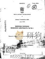 SWEDISH DEFENCE RESEARCH ABSTRACTS 78/79-1     PDF电子版封面     