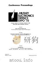 MILITARY ELECTRONICS DEFENCE EXPO'78  CONFERENCE PROCEEDINGS     PDF电子版封面     