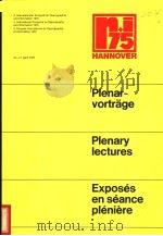 PLENAR-VORTRAGE  PLENARY LECTURES  EXPOSES EN SEANCE PLENIERE     PDF电子版封面     
