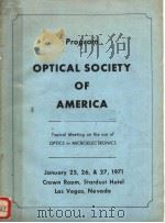 PROGRAM OPTICAL SOCIETY OF AMERICA     PDF电子版封面     
