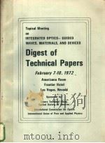 TOPICAL MEETING ON INTEGRATED OPTICS—GUIDED WAVES，MATERIALS AND DEVICES  DIGEST OF TECHNICAL PAPERS     PDF电子版封面     
