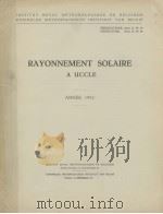 RAYONNEMENT SOLAIRE A UCCLE  ANNEE 1952     PDF电子版封面     