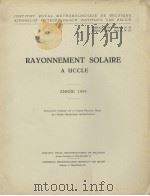 RAYONNEMENT SOLAIRE A UCCLE  ANNEE 1959     PDF电子版封面     