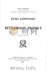 ETUDES ELEMENTAIRES DE METEOROLOGIE PRATIQUE     PDF电子版封面     