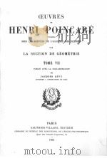 OEUVRES DE HENRI POINCARE TOME 7     PDF电子版封面     