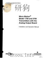 MICRO MOTION MODEL 1700 AND 2700TRANSMITTERS WITH THE ANALOG OUTPUT BOARD     PDF电子版封面     
