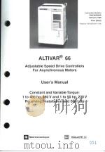 ALTIVAR 66 ADJUSTABLE SPEED DRIVE CONTROLLERS FOR ASYNCHRONOUS MOTORS     PDF电子版封面     