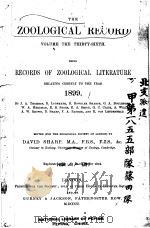 THE ZOOLOGICAL RECORD  1899  VOLUME 36     PDF电子版封面     