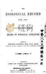 THE ZOOLOGICAL RECORD  1880  VOLUME 17（ PDF版）