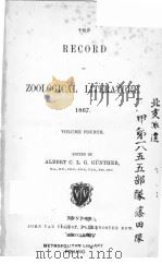 THE ZOOLOGICAL RECORD  1867  VOLUME 4     PDF电子版封面    ALBERT C.L.G.GUNTHER 