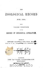 THE ZOOLOGICAL RECORD  1883  VOLUME 20     PDF电子版封面     
