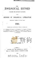 THE ZOOLOGICAL RECORD  1940  VOLUME 77（ PDF版）