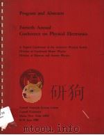 PROGRAM AND ABSTRACTS FORTIETH ANNUAL CONFERENCE ON PHYSICAL ELECTRONICS JUNE 16-18 1980     PDF电子版封面     