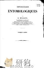 OPUSCULES ENTOMOLOGIQUES  PREMIER CAHIER  1852     PDF电子版封面     