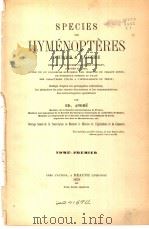 SPECIES HYMENOPTERES  TOME PREMIER     PDF电子版封面     