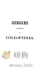 SPECIES GENERAL DES COLEOPTERES  TOME  3     PDF电子版封面     