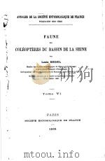 FAUNE DES COLEOPTERES DU BASSIN DE LA SEINE  TOME 6     PDF电子版封面     