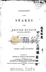CATALOGUE OF THE SNAKES IN THE BRITISH MUSEUM VOLUME 1     PDF电子版封面     