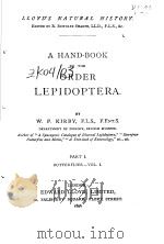 A HAND-BOOK TO THE ORDER LEPIDOPTERA  VOL.1 PART 1     PDF电子版封面    W.F.KIRBY  F.L.S.  F.ENT.S 